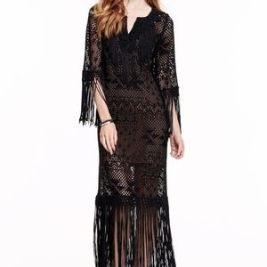 Calypso St Barth Fringe Macrame Caftan Dress Cover